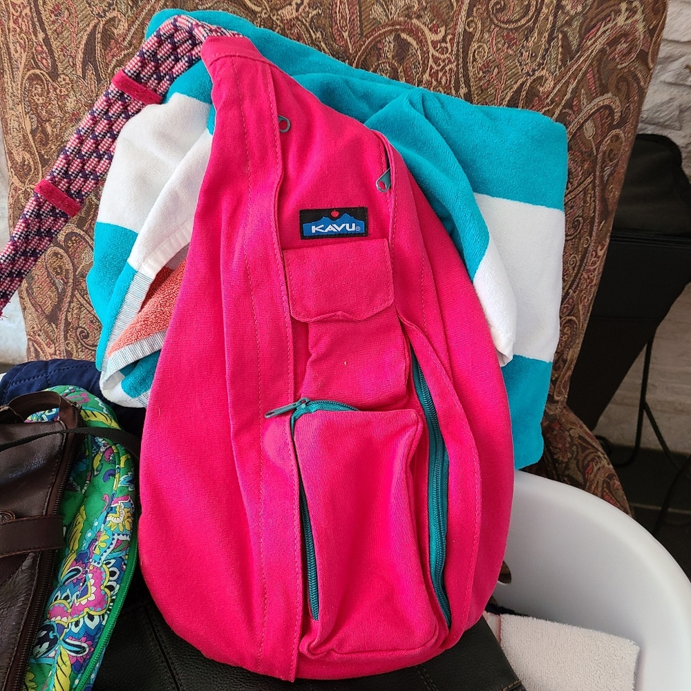 KAVU Pink and turquoise Sling Bag